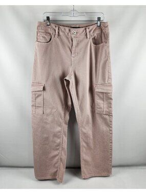 Edgely Jeans Womens 12 Pink Mauve Relaxed Boyfriend Straight Leg Denim (34x30)